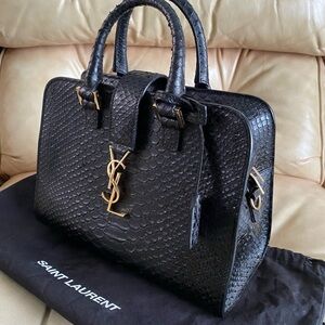 YSL Bag RARE Black Python Monogram Baby Cabas Yves Saint Laurent NO STRAP